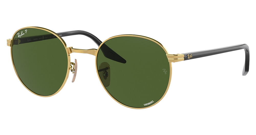 Ray-Ban RB3691 round sunglasses in Arista/Polarized Dark Green