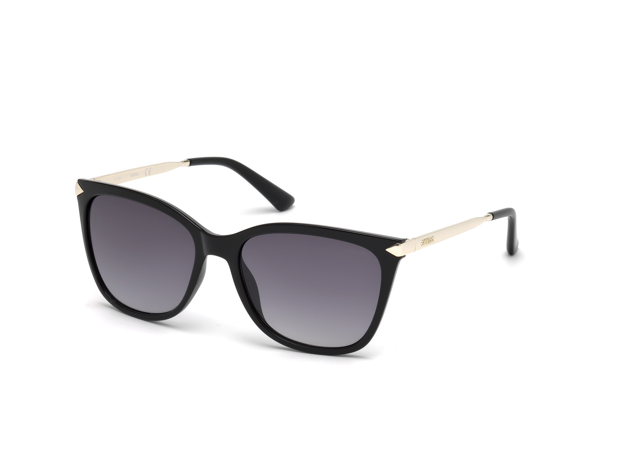 Shiny Black With Gold Temples/smoke Gradient Lens