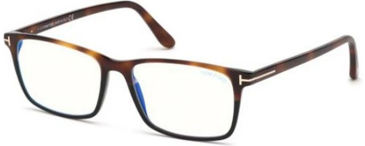 Shiny Medium Havana & Black, Rose Gold "t" Logo / Blue Block Lenses
