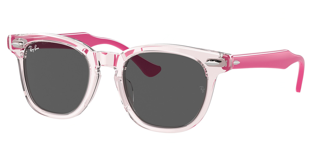 Ray-Ban RJ9098SF round sunglasses in Transparent Pink/Dark Grey