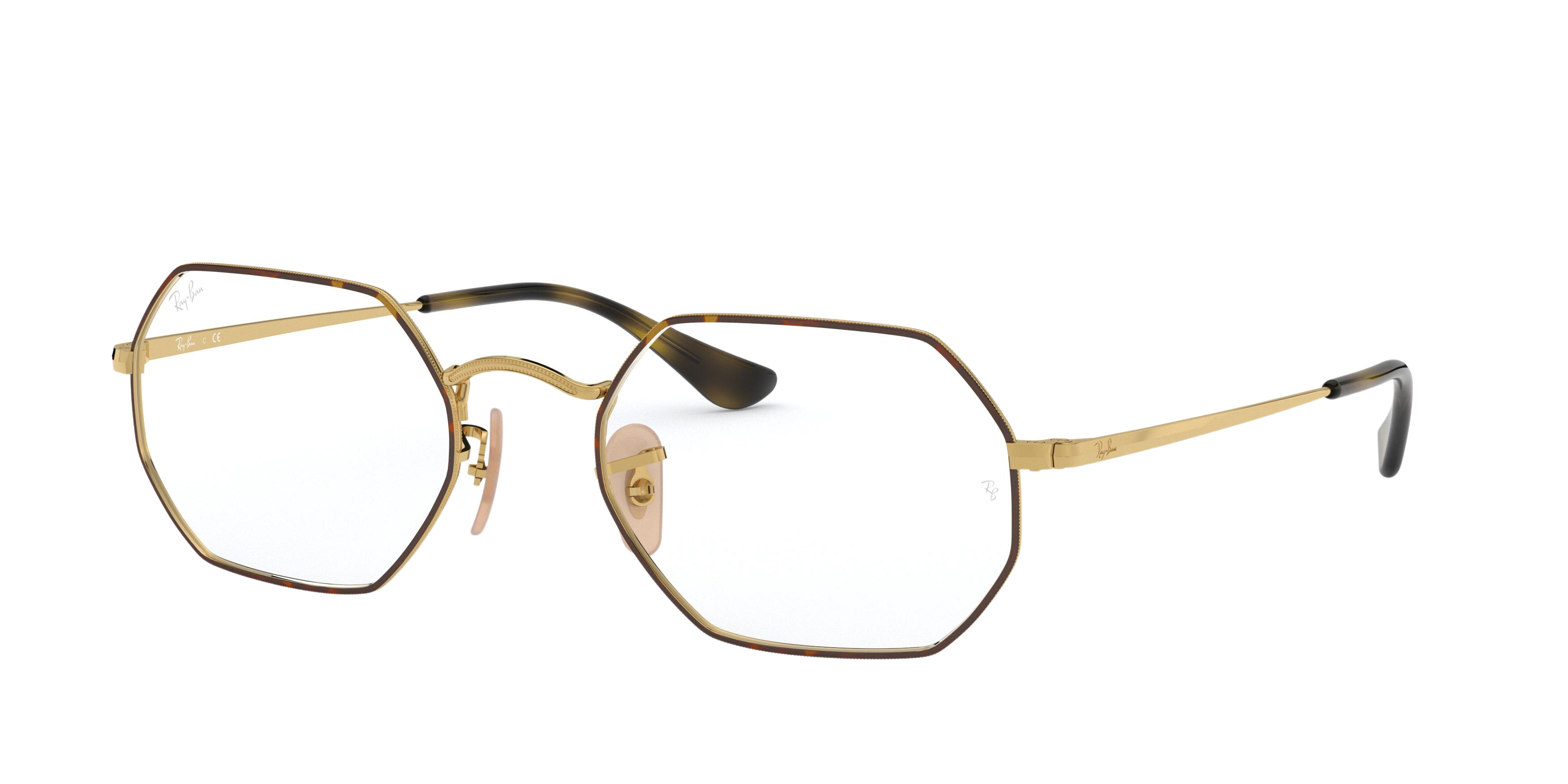 Ray-Ban RX6456 square eyeglasses in Top Havana on Gold