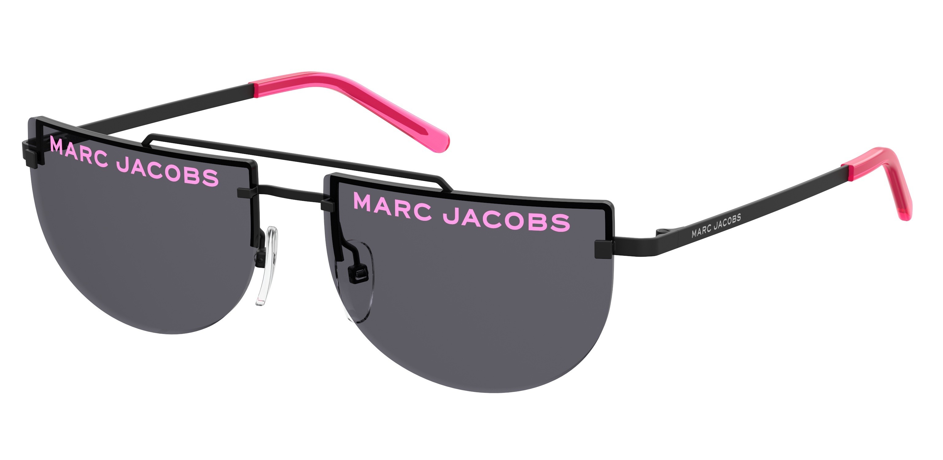 Marc Jacobs Marc 404/S round sunglasses in Black Fluorescent Pink (Ir Grey Blue)