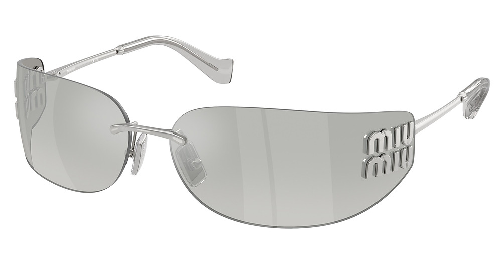 Miu Miu MU A51S round sunglasses in Silver/Grey Mirror Silver Gradient