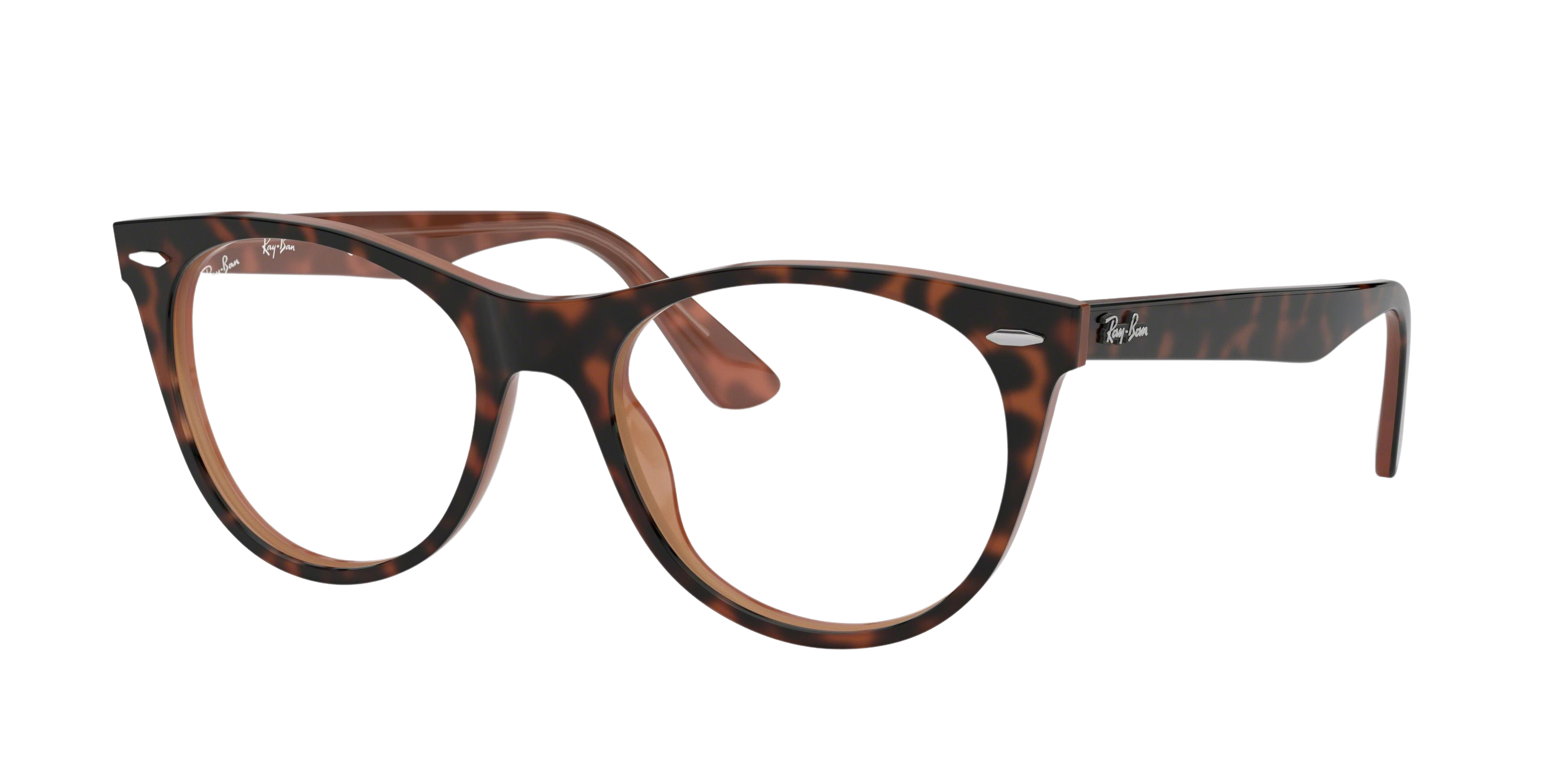 Ray-Ban RX2185V round eyeglasses in Top Havana on Brown