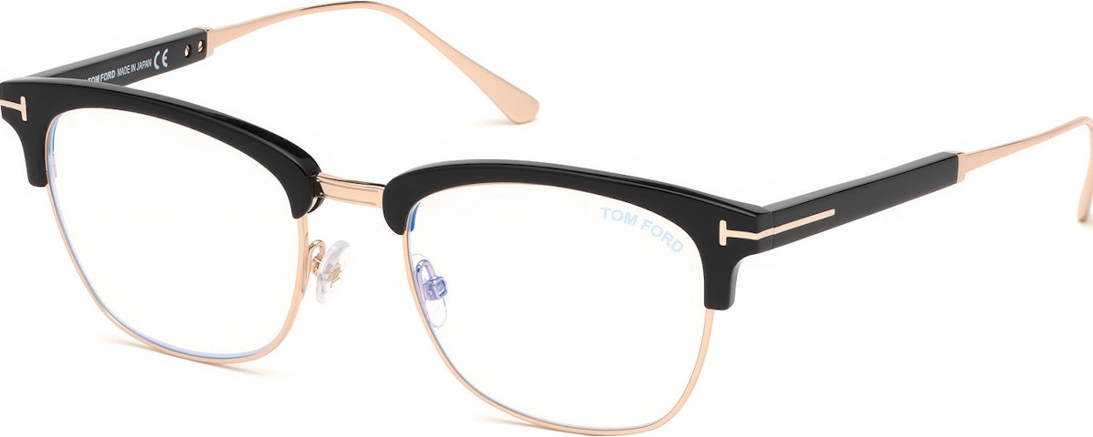 Shiny Black, Shiny Rose Gold/ Blue Block Lenses