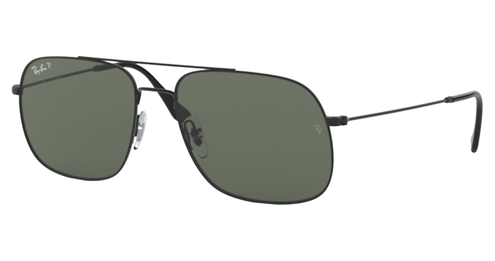 Ray-Ban RB3595 aviator sunglasses in Rubber Black/Dark Green