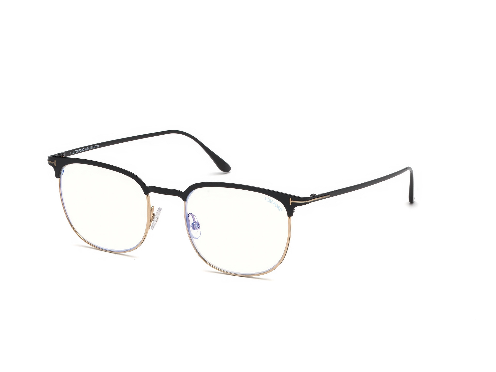 Tom Ford FT5549-B square eyeglasses in Matte Black Enamel, Matte Rose