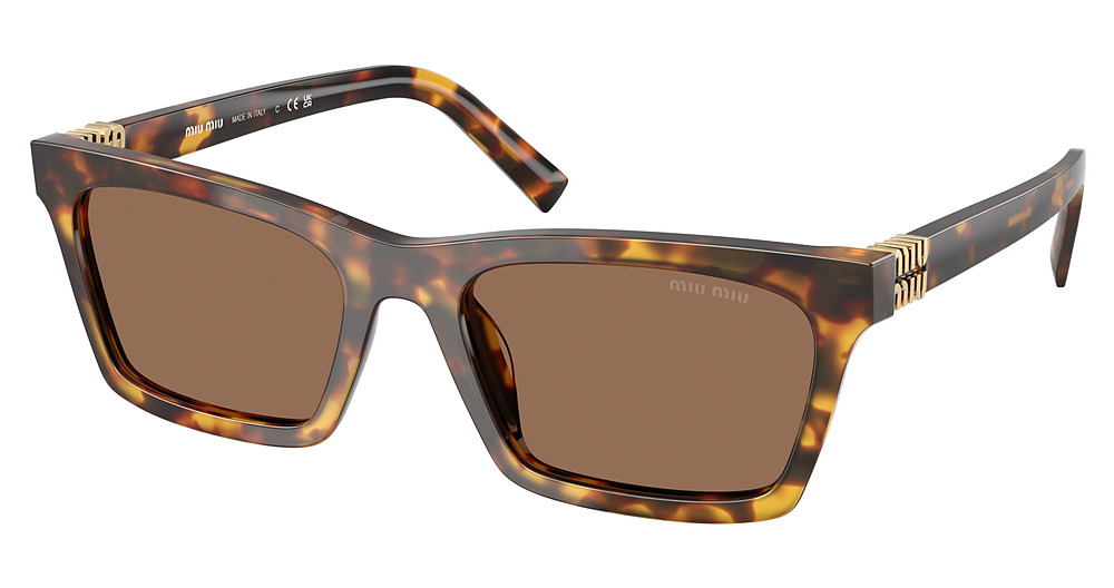 Miu Miu MU A05S rectangle sunglasses in Honey Havana/Dark Brown