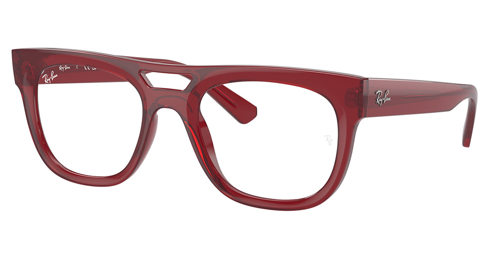 Ray-Ban RX7226 PHIL round eyeglasses in Transparent Red