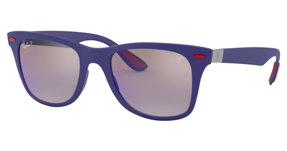 Ray-Ban RB4195M FERRARI round sunglasses in Matte Dark Blue/Grey Mirror Blue