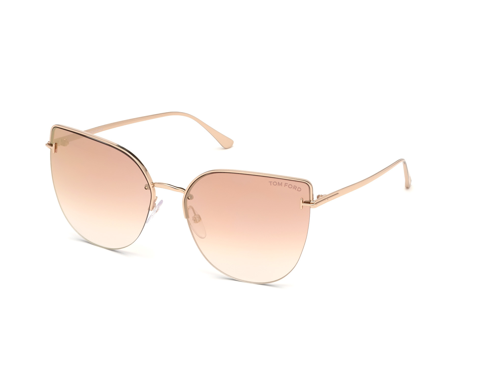 Tom Ford FT0652 Ingrid-02 cateye sunglasses in Shiny Rose Gold/Pink W. Red Mirror Lenses