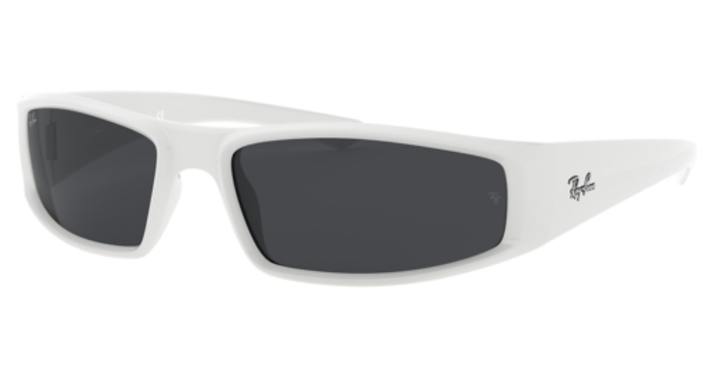Ray-Ban RB4335 rectangle sunglasses in White/Dark Grey
