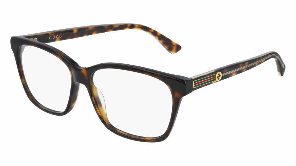 Gucci GG0532O rectangle eyeglasses in Havana Crystal Transparent