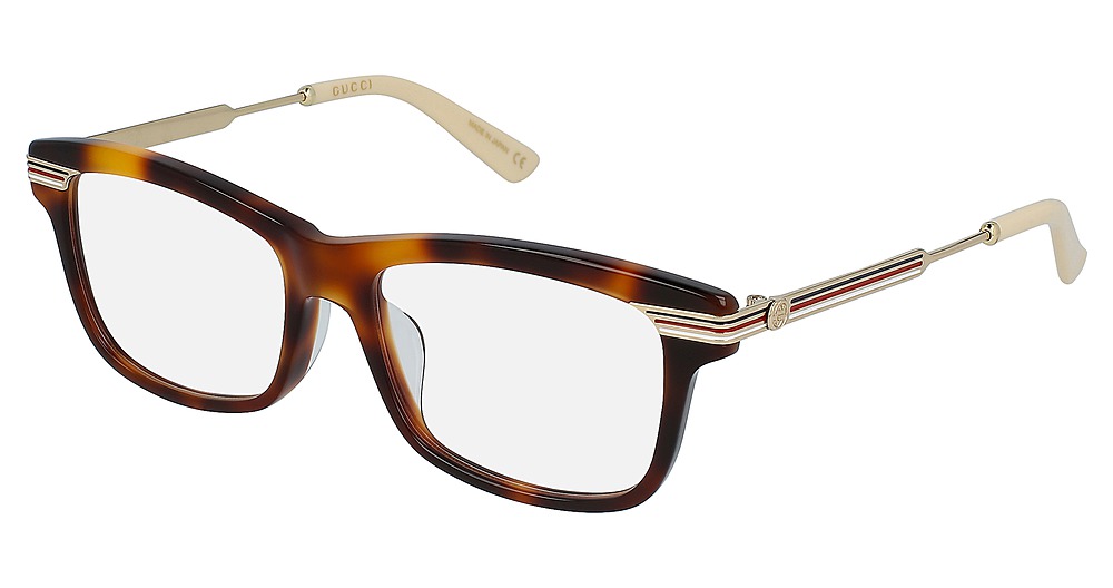 Gucci GG0524O rectangle eyeglasses in Havana Gold Transparent