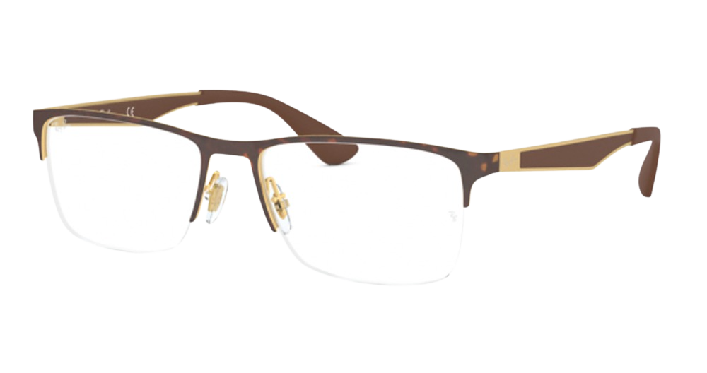 Ray-Ban RX6335 rectangle eyeglasses in Havana on Arista