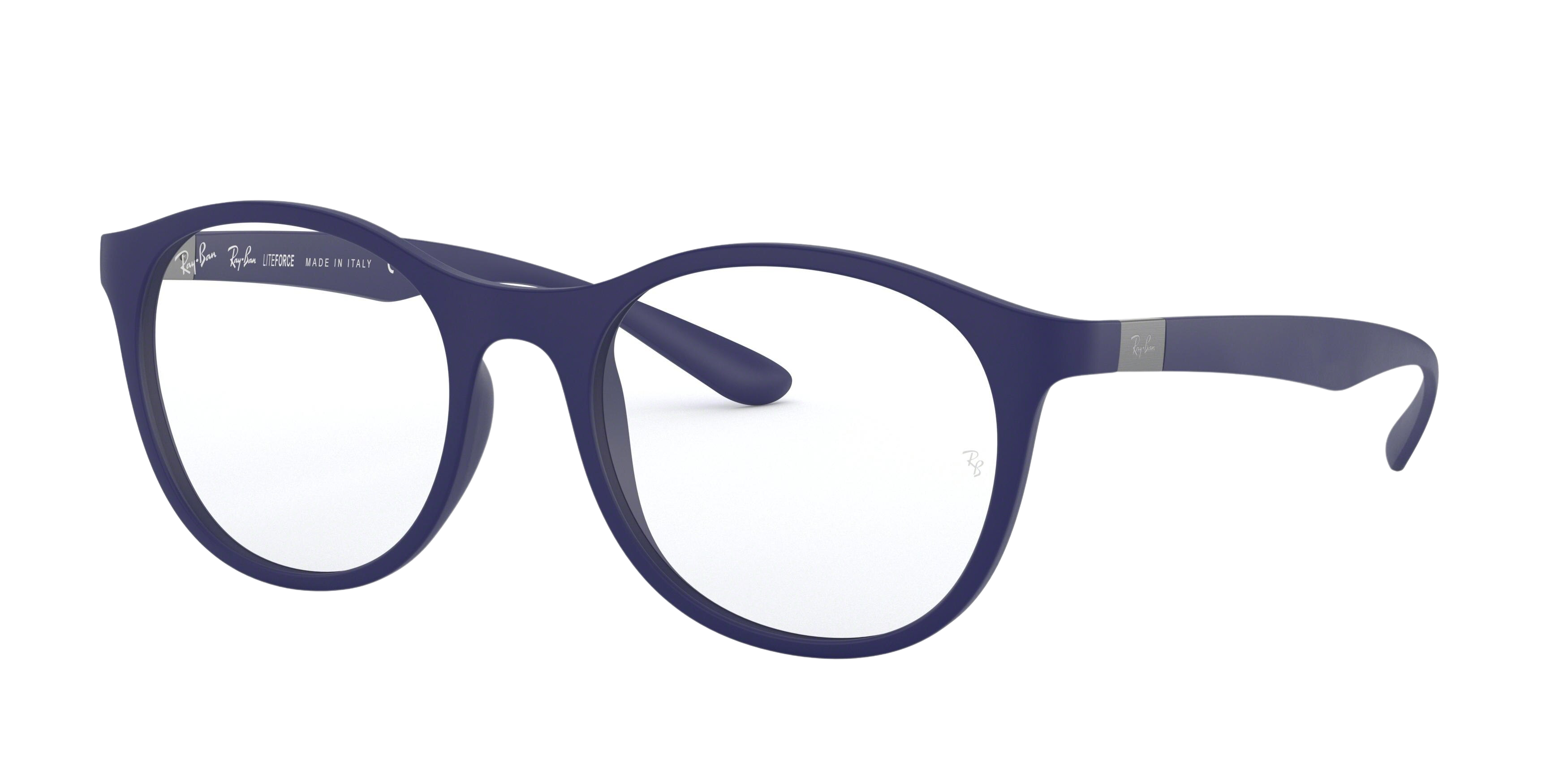 Ray-Ban RX7166 round eyeglasses in Sand Blue