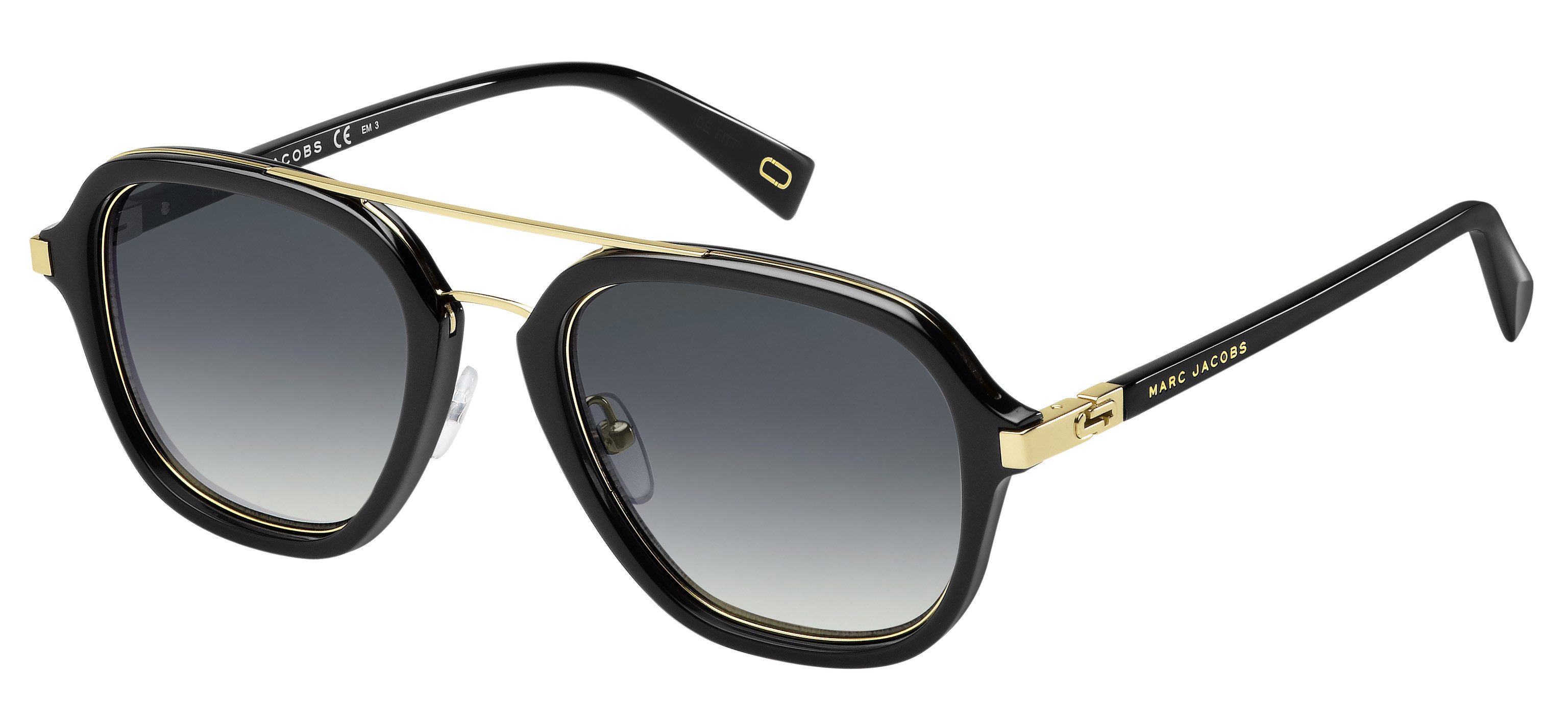 Marc Jacobs Marc 172/S square sunglasses in Black Gold (9 O Dark Grey Gradient)