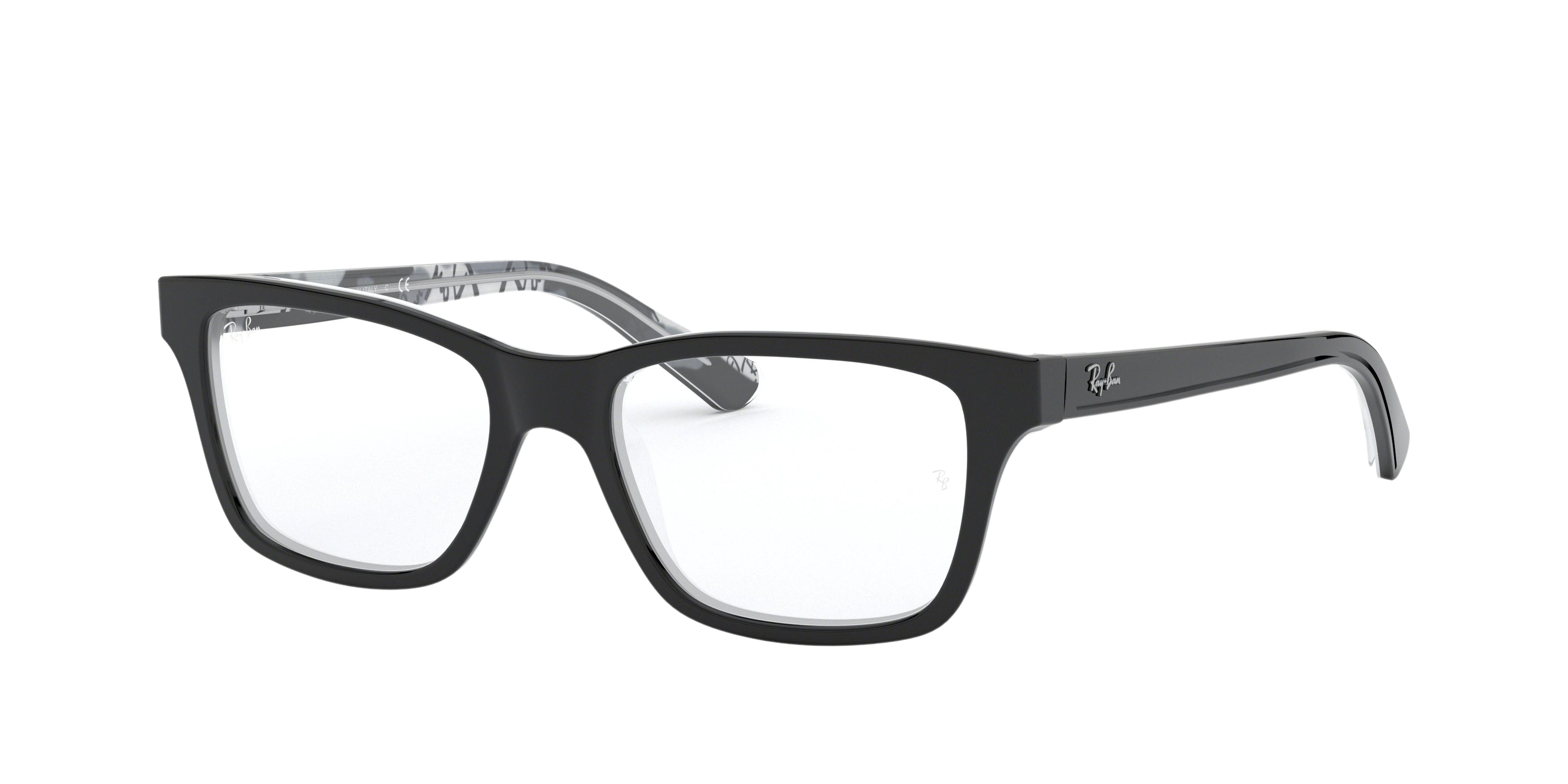 Ray-Ban RY1536 square eyeglasses in Black on Texture Grey Black