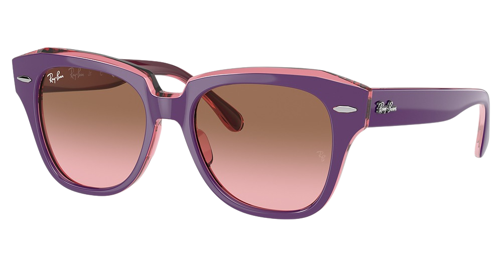 Ray-Ban RJ9186S JUNIOR STATE STREET round sunglasses in Violet on Transparent Pi/Pink Gradient Brown