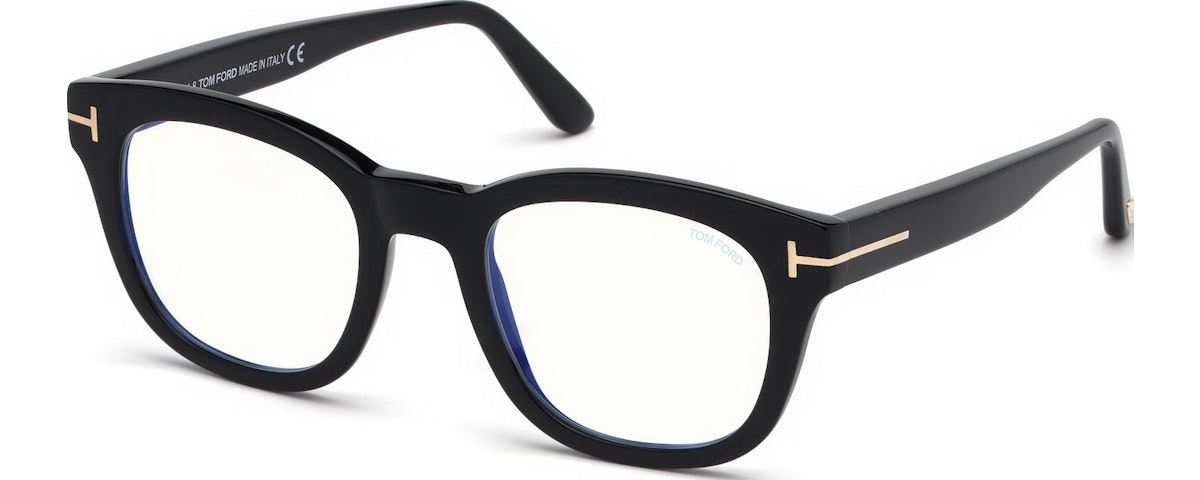 Shiny Black, Shiny Rose Gold "t" Logo / Blue Block Lenses