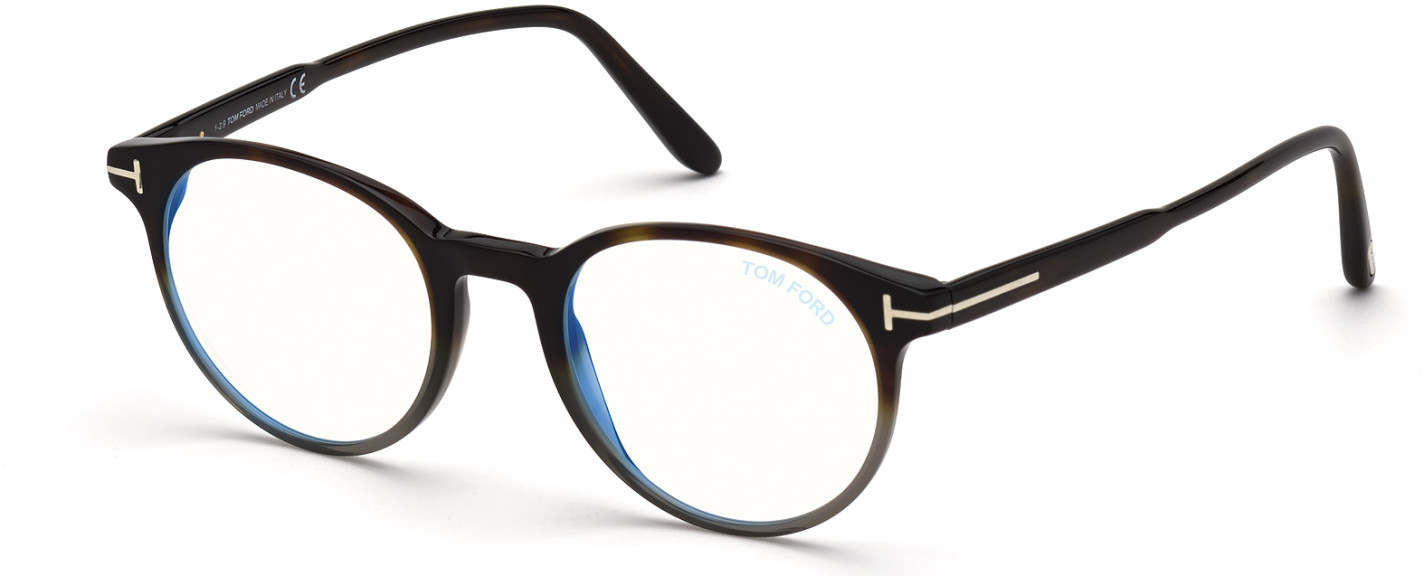 Tom Ford FT5695-F round eyeglasses in Shiny Grad. Havana To Grey Front