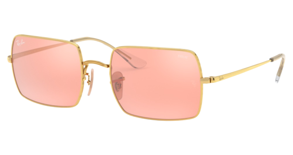 Ray-Ban RB1969 RECTANGLE square sunglasses in Arista/Photo Pink Mirror Grey