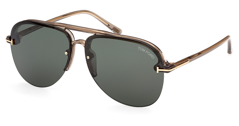 Tom Ford FT1004 aviator sunglasses in Shiny Light Brown/Green