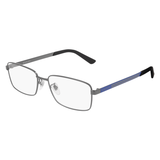 Gucci GG0693O rectangle eyeglasses in Ruthenium Blue Transparent