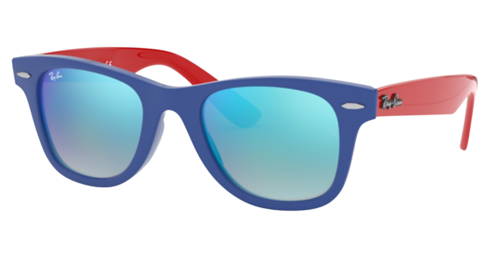 Ray-Ban RJ9066S JUNIOR WAYFARER round sunglasses in Blue/Brown Gradient Mirror Blue