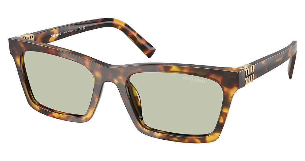 Miu Miu MU A05S rectangle sunglasses in Honey Havana/Light Green