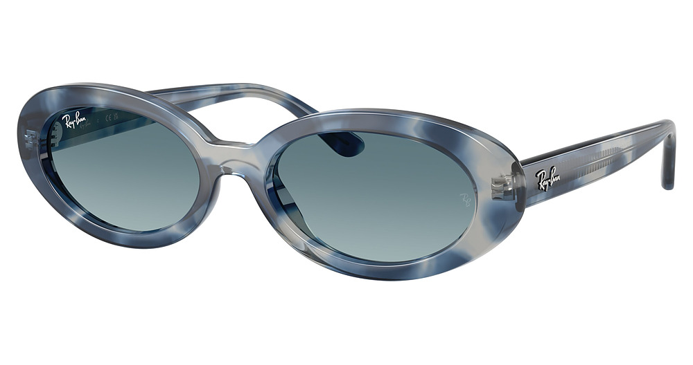Ray-Ban RB2223F round sunglasses in Opal Blue Havana/Blue Gradient Grey