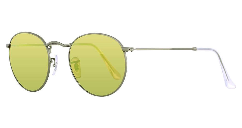 Ray-Ban RB3447 ROUND METAL sunglasses in Matte Gunmetal/Brown Mirror Gold
