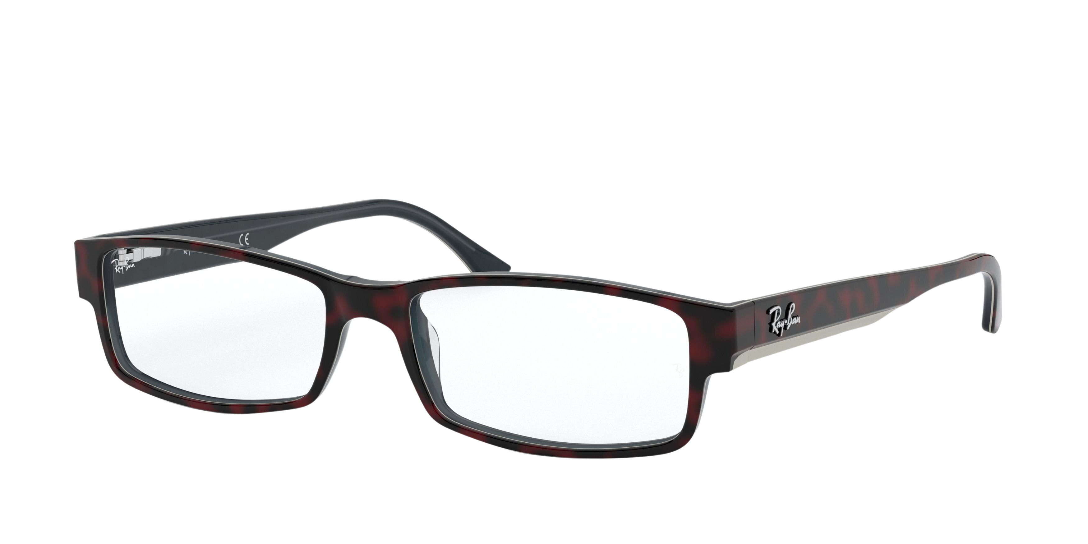 Ray-Ban RX5114 rectangle eyeglasses in Top Red Havana on Opal Blue