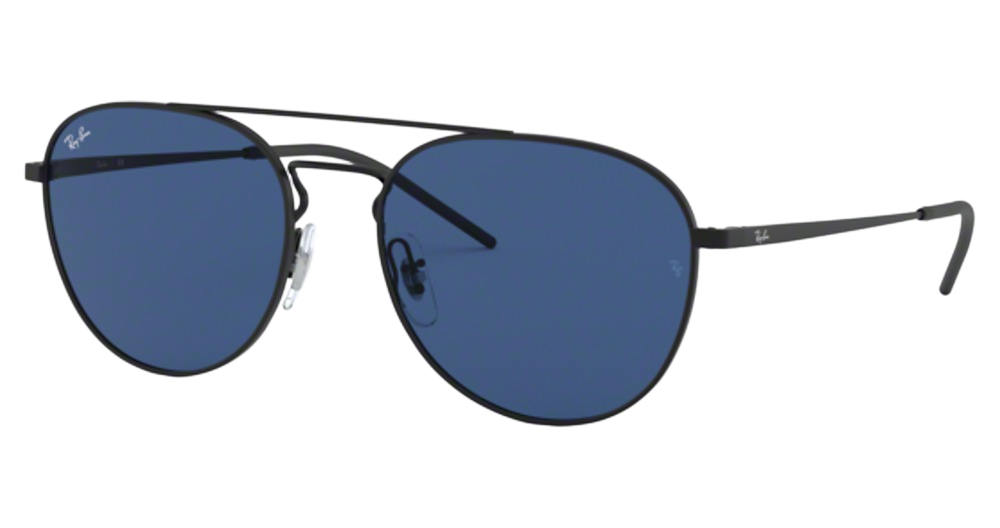 Ray-Ban RB3589 aviator sunglasses in Rubber Black/Dark Blue