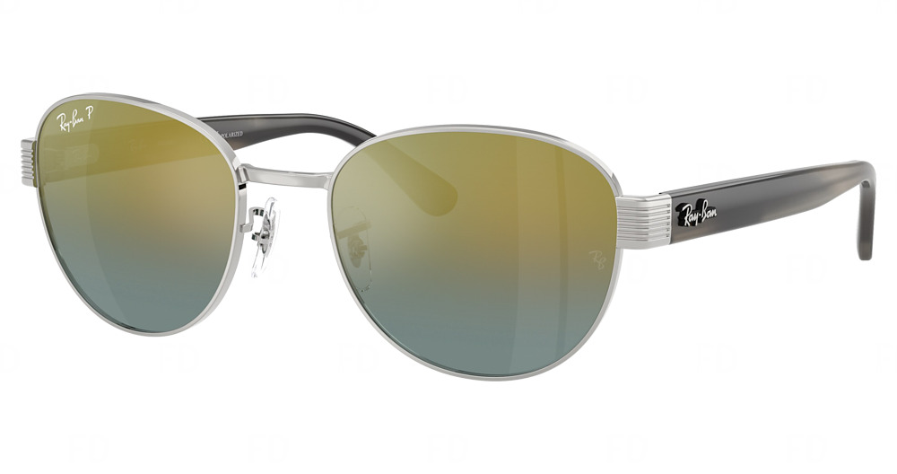 Ray-Ban RB3766CH round sunglasses in Silver/Gradient Gold