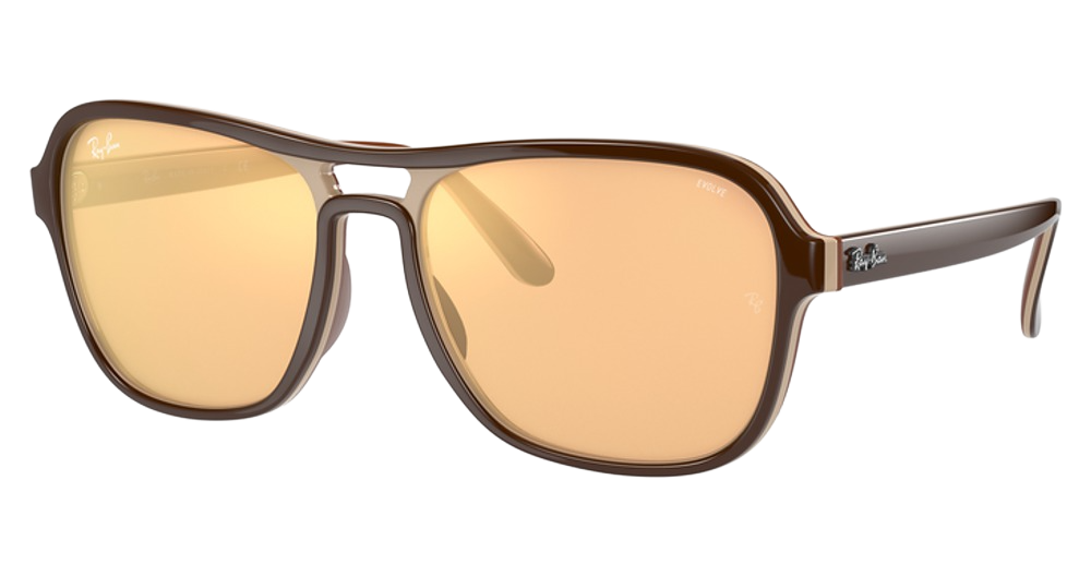 Ray-Ban RB4356 aviator sunglasses in Dark Brown Light Brown B