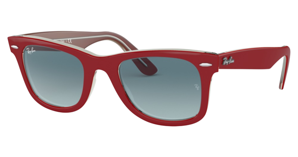 RED ON TRANSPARENT GREY / BLUE GRADIENT GREY