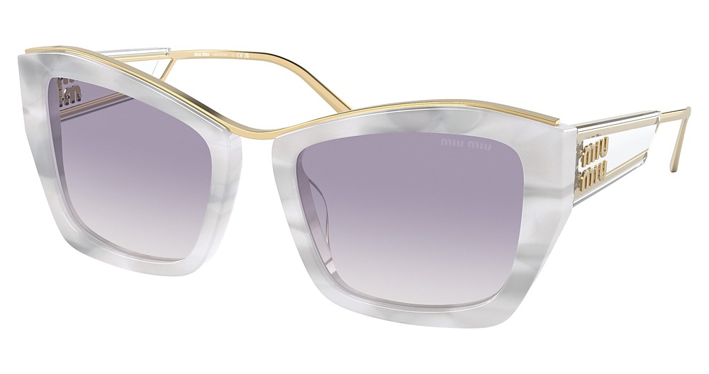 Miu Miu MU 02YS cateye sunglasses in White/Clear Gradient Blue