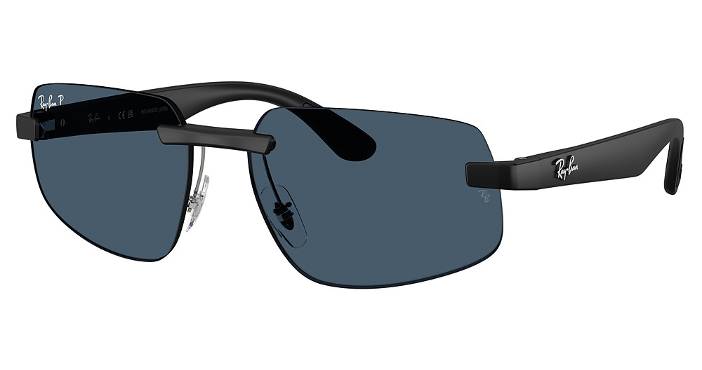 Ray-Ban RB4475CH rectangle sunglasses in Sand Black/Polarized Blue