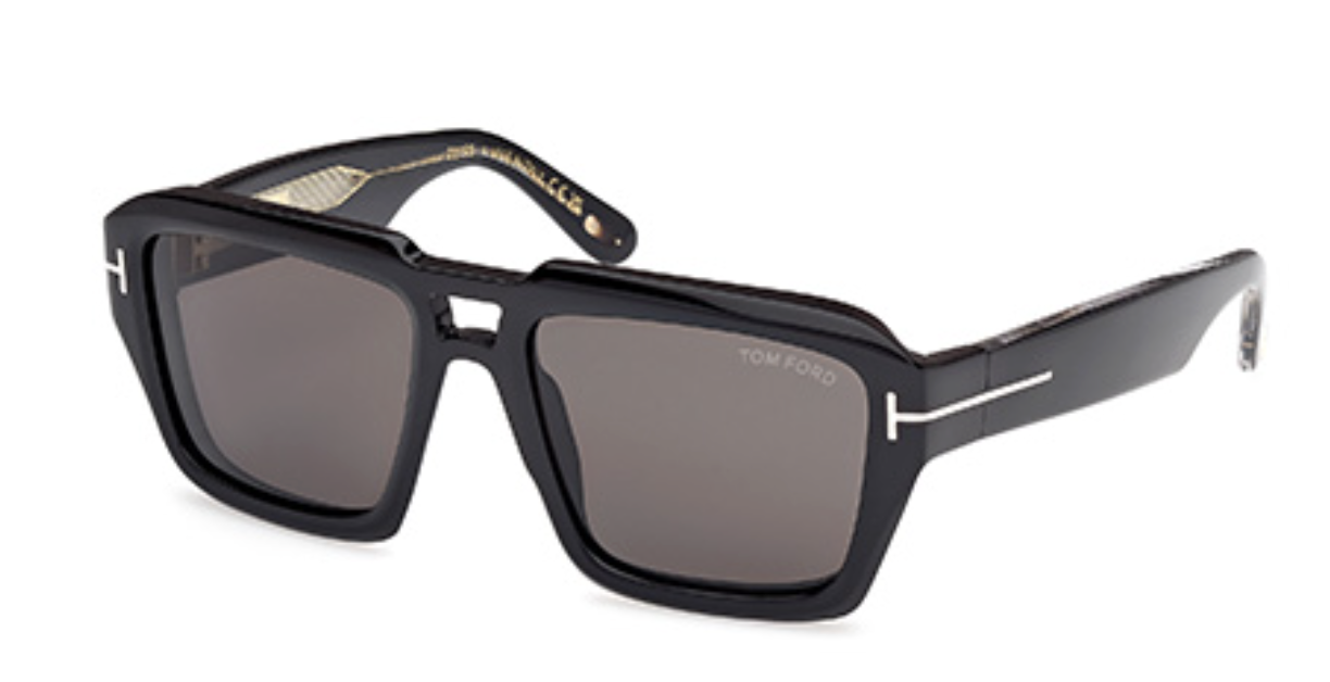 Tom Ford FT1202 aviator sunglasses in Shiny Black/Smoke