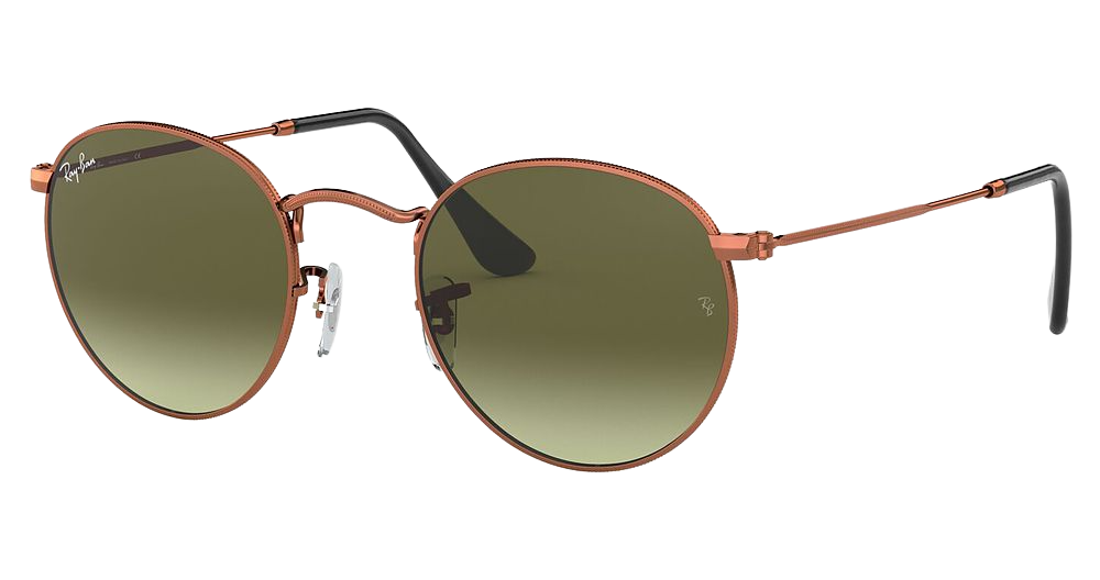 Ray-Ban RB3447 ROUND METAL aviator sunglasses in Medium Bronze/Green Gradient Brown