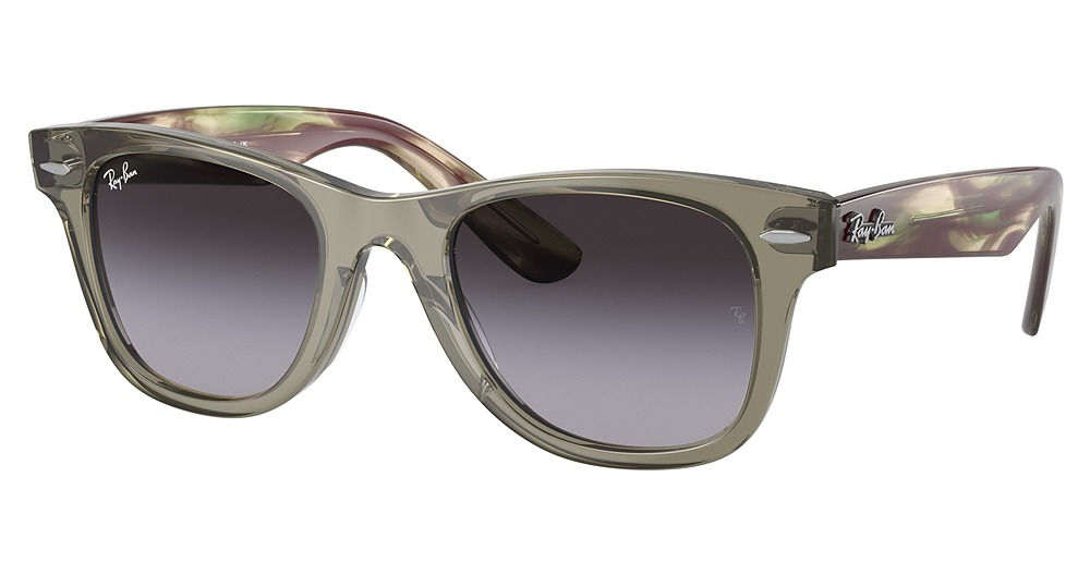 Ray-Ban RJ9066S JUNIOR WAYFARER round sunglasses in Trasparent Green/Clear Gradient Light Blue