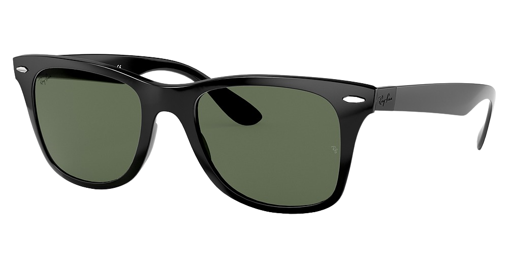 Ray-Ban RB4195F square sunglasses in Black/Dark Green