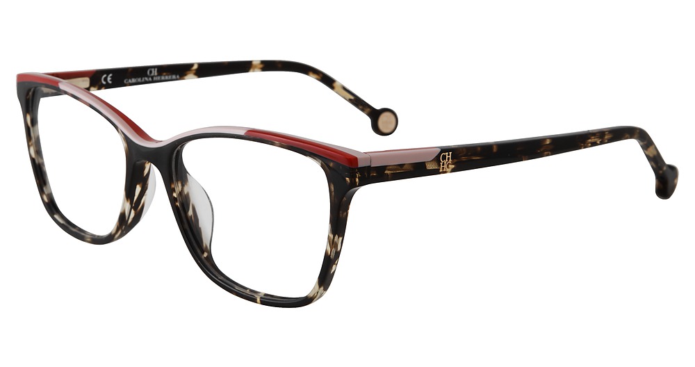 Carolina Herrera VHE820K square eyeglasses in Tortoise Red Trim 0780