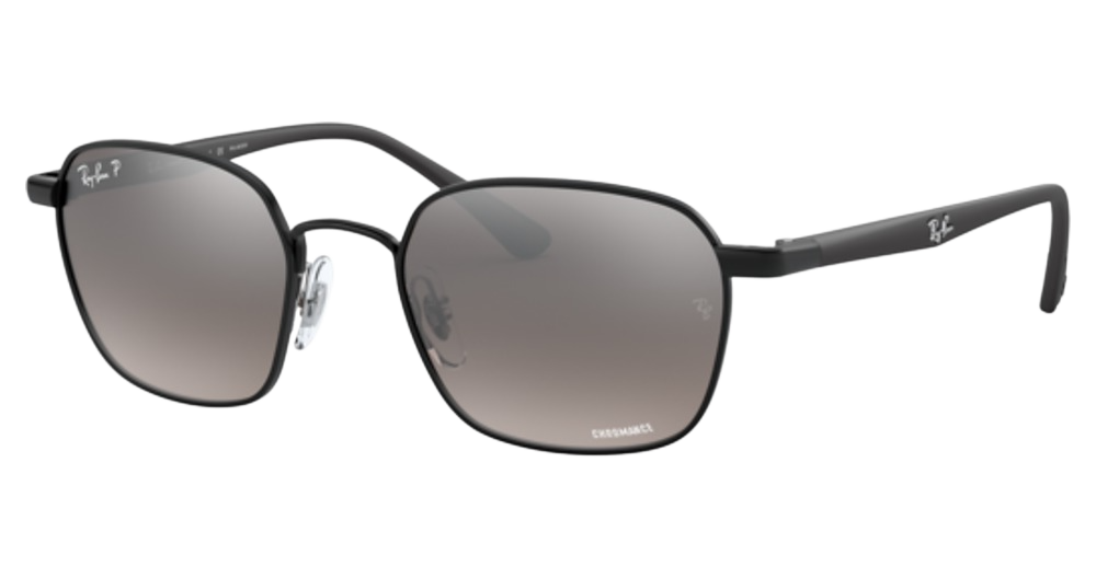 Ray-Ban RB3664CH round sunglasses in Black/Grey Mirror Silver