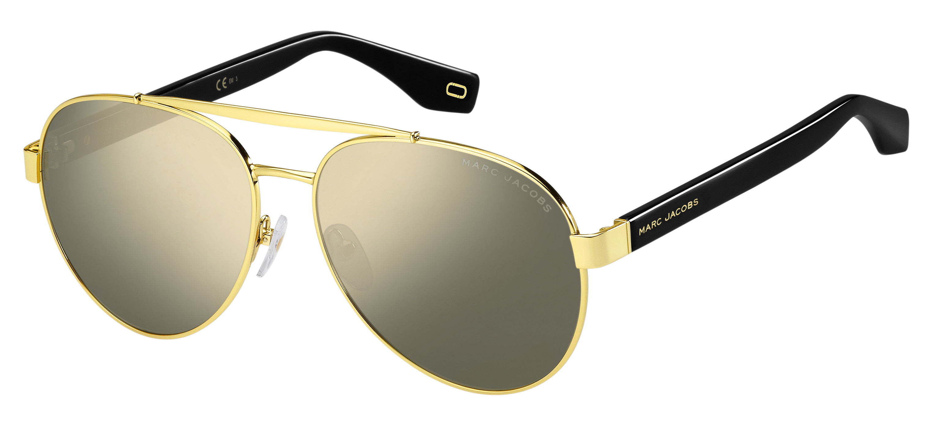 Marc Jacobs Marc 341/S round sunglasses in Black Gold (Ue Grey Ivory Mirror)