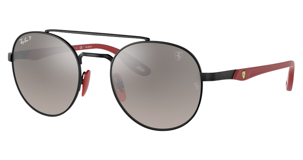 Ray-Ban RB3696M aviator sunglasses in Matte Black/Polarized Grey Mirror Grey Grad