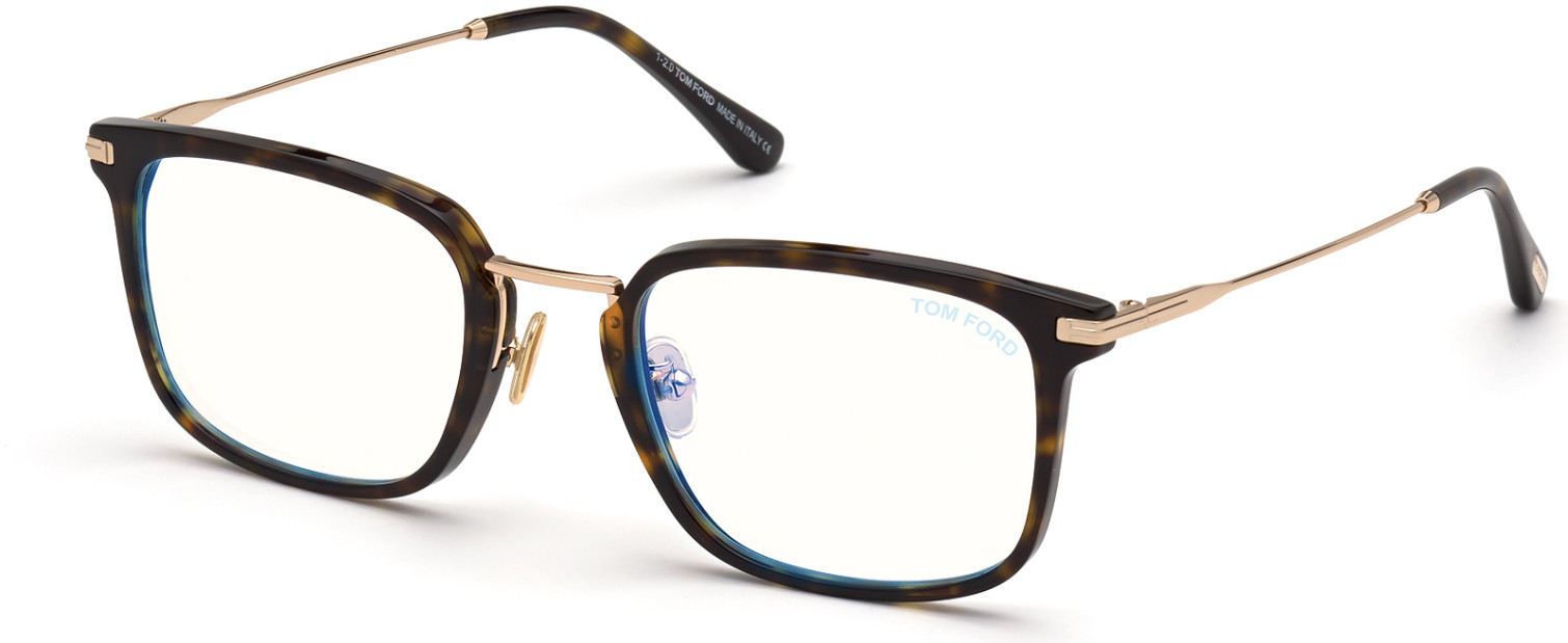 Tom Ford FT5747-D-B square eyeglasses in 052 Dark Havana