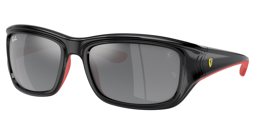 BLACK ON RUBBER RED / GREY MIRROR SILVER GRADIENT