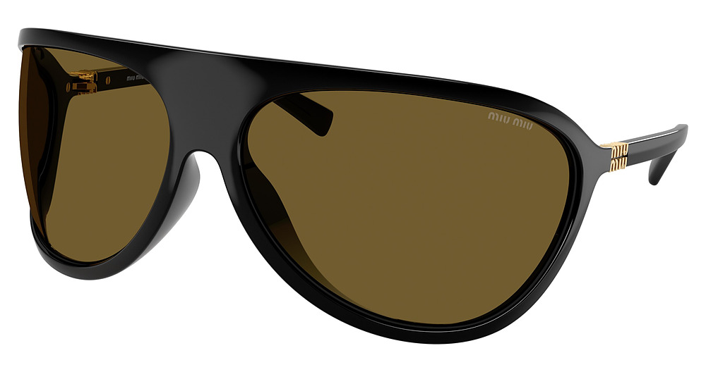 Miu Miu MU A01S round sunglasses in Black/Dark Brown